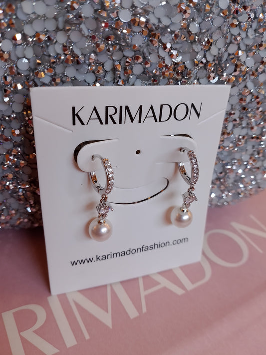TARRA PEARL ZIRCON DROP EARRINGS