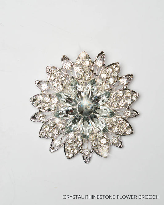 CRYSTAL RHINESTONE FLOWER BROOCH