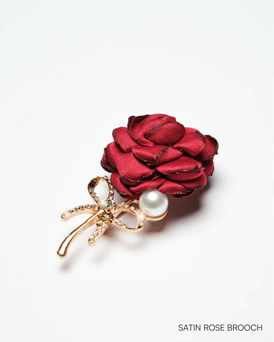 SATIN ROSE BROOCH