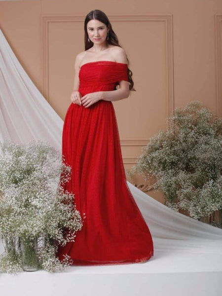 Off shoulder outlet gown for ninang